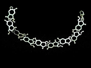 Serotonin Molecule  link bracelet, sterling silver science gift