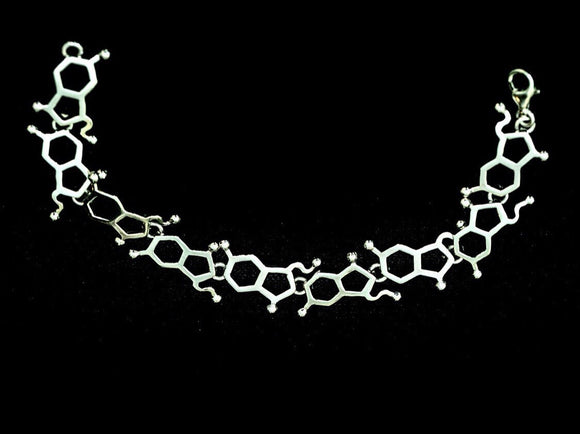 Serotonin Molecule  link bracelet, sterling silver science gift