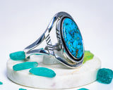 Turquoise Cuff Bracelet: Sterling Silver, December Birthstone
