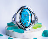 Turquoise Cuff Bracelet: Sterling Silver, December Birthstone