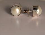 Sterling Silver Pearl Stud Earrings: Cream White Pearl, June Birthstone