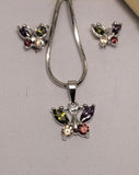 Butterfly earrings and  necklace set, handmade in sterling silver, a gift for transformation and change, minimalist jewelry