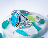 Turquoise Cuff Bracelet: Sterling Silver Ankh, Healing Stone Jewelry
