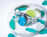 Turquoise Cuff Bracelet: Sterling Silver Ankh, Healing Stone Jewelry