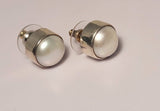 Sterling Silver Pearl Stud Earrings: Cream White Pearl, June Birthstone
