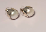 Statement Pearl Earring sterling silver, round cream color natural pearl jewelry for wedding, birthstone post earring, 30th anniversary gift