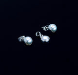 Mothers Day Gift, pearl stud earrings and charm pendant set sterling silver, handmade bridal jewelry, June birthstone, minimalist jewelry