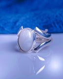 Handmade Moonstone Sterling Silver Statement Ring - Size 8.5