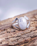 Handmade Moonstone Sterling Silver Statement Ring - Size 8.5
