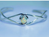 Opal cuff bracelet, sterling silver, October birthstone, Mothers Day gift for her