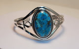 Turquoise Cuff Bracelet: Sterling Silver Ankh, Healing Stone Jewelry