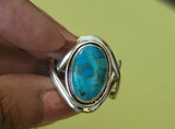 Handcrafted Turquoise Sterling Silver Ring - December Birthstone, Size 9.5