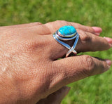 Handcrafted Turquoise Sterling Silver Ring - December Birthstone, Size 9.5