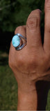 Blue Larimar oval ring, sterling silver, handmade jewelry, Stone of Healing and serenity, gift for her