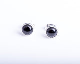 Black onyx stud earrings, Sterling silver round studs, men, children, and women, gift for goth