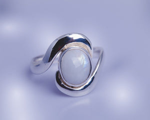 Moonstone ring, gift for new beginnings, sterling silver statement ring, handmade jewelry, moonstone size 8 September birthstone