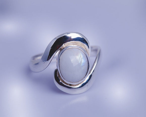 Moonstone ring, gift for new beginnings, sterling silver statement ring, handmade jewelry, moonstone size 8 September birthstone
