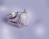 Handmade Sterling Silver Moonstone Statement Ring - Size 8.5