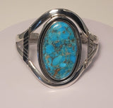 Turquoise Cuff Bracelet: Sterling Silver, December Birthstone