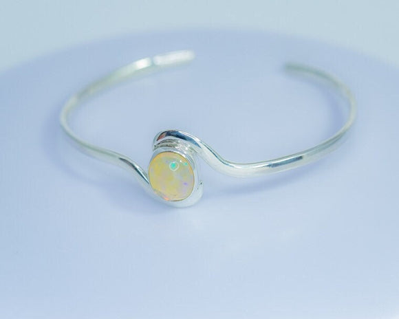 Opal cuff bracelet, sterling silver, Mothers Day Gift for her