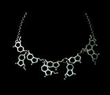 Serotonin Molecule  necklace, sterling silver science gift