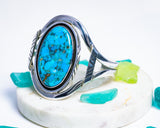 Turquoise Cuff Bracelet: Sterling Silver, December Birthstone