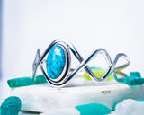 Handmade Turquoise Cuff Bracelet: Sterling Silver Stone Jewelry