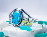Turquoise Cuff Bracelet: Sterling Silver Ankh, Healing Stone Jewelry