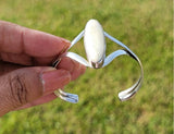 Silver cuff bracelet, Piano Key, handmade recycled ivory handmade New Orleans jewelry art,  music related gift