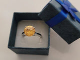 Champagne Cubic Zirconia Ring: Sterling Silver Flower Cut Birthstone