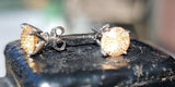 Citrine stud earrings, sterling silver, November birthstone, birthday gift