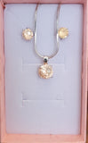Citrine stud earrings and necklace, sterling silver, November birthstone, birthday gift