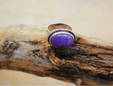 Purple Oval ring, Charoite lavender stone, connects to 7th or crown chakra