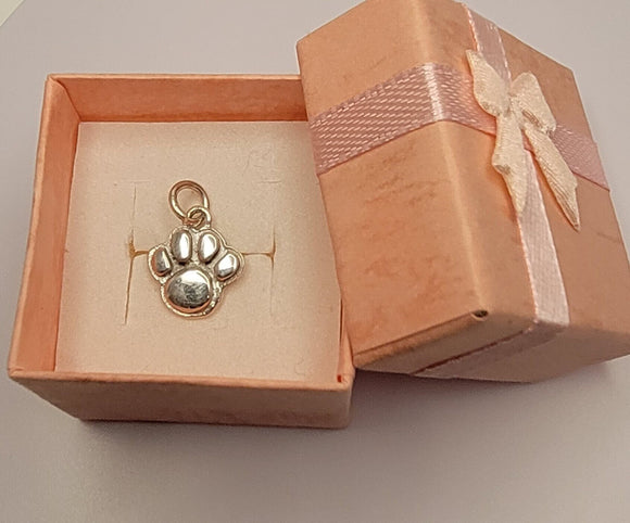 Charm for bracelet, silver charm paw, handmade jewelry, stocking stuffer, minimalist jewelry