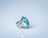Blue Larimar oval ring, sterling silver, handmade jewelry, Stone of Healing and serenity, gift for her