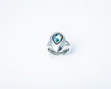 Blue Topaz Statement Ring: Thick Silver Band, December Birthstone