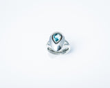 Statement ring, Blue topaz and silver, Jewel of Love, Thick Silver band, oval stone, engagement ring, December birthstone