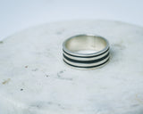 Handmade Sterling Silver Band Ring: Black Accent Wedding Band