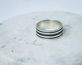 Silver band ring black accent, mens ring sterling band, handmade pinky or thumb ring, artfully crafted, wedding ring, gift for boyfriend