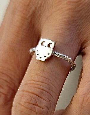 Owl ring Sterling silver dainty handmade minimalist jewelry