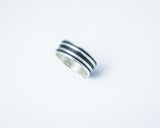 Handmade Sterling Silver Band Ring: Black Accent Wedding Band