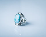 Blue Larimar oval ring, sterling silver, handmade jewelry, Stone of Healing and serenity, gift for her