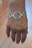Peace Sign bracelet, Music note link bracelet,  sterling silver treble clef symbol, New Orleans jewelry, Chester Allen, Power of Love gift