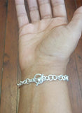 Peace Sign bracelet, Music note link bracelet,  sterling silver treble clef symbol, New Orleans jewelry, Chester Allen, Power of Love gift