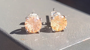 Citrine stud earrings, sterling silver, November birthstone, birthday gift