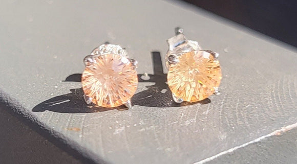 Citrine stud earrings, sterling silver, November birthstone, birthday gift