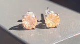 Citrine stud earrings, sterling silver, November birthstone, birthday gift