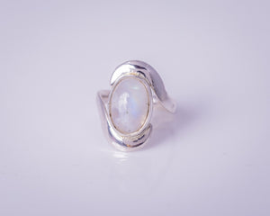 Moonstone ring, gift for new beginnings, sterling silver statement ring, handmade jewelry, moonstone size 5, September birthstone