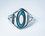 Handmade Sterling Silver Cuff Bracelet: Turquoise & Ivory Statement Jewelry