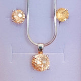 Citrine drop earrings and necklace, sterling silver, November birthstone, birthday gift